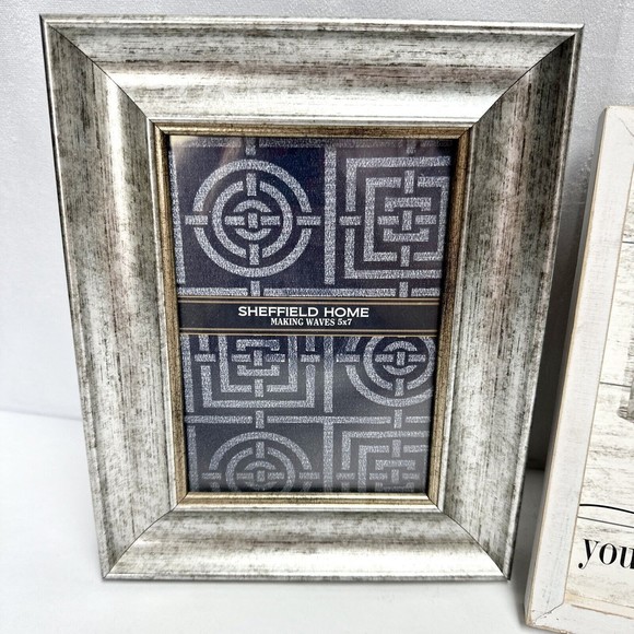 2 picture frames 5x7” & 4x6” Silver & white distressed clip on “you are loved” - Picture 3 of 12